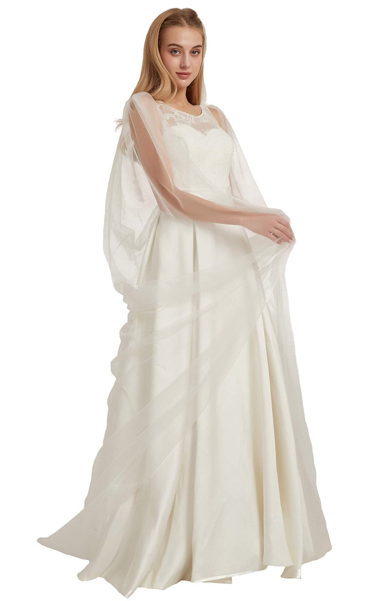 Leimandy Shoulder Cape Veil Tulle Church Bridal Cape Veil Chapel Wedding Engagement Ceremony B018 (Ivory) - Image 1